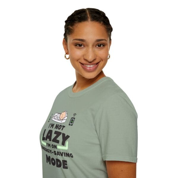 "I'm Not Lazy I'm on Energy-Saving Mode" Unisex Softstyle T-Shirt - Image 5