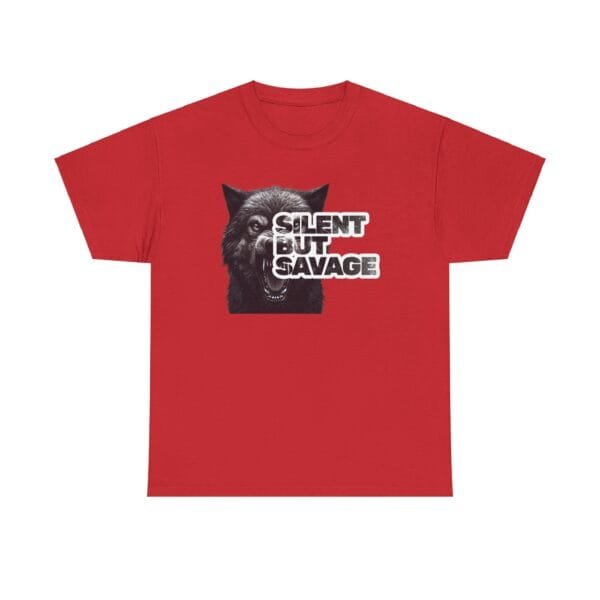 "Silent But Savage" Fierce Wolf Unisex Heavy Cotton Tee - Image 12