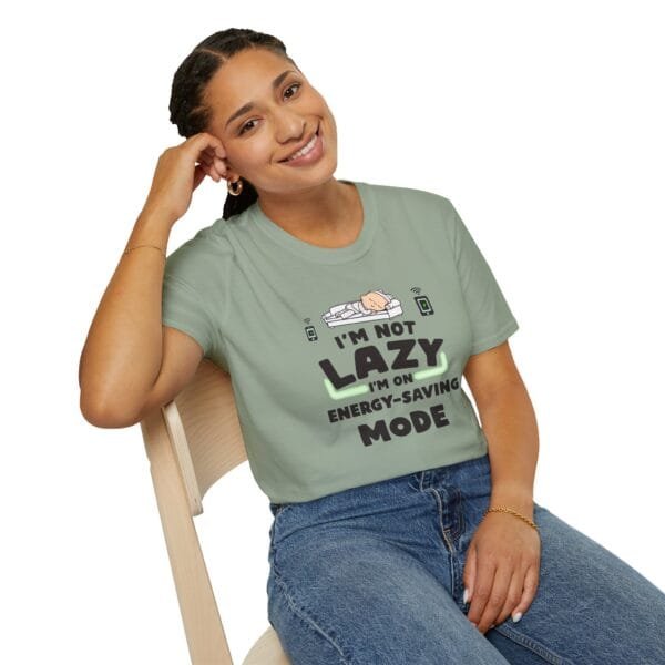"I'm Not Lazy I'm on Energy-Saving Mode" Unisex Softstyle T-Shirt - Image 6