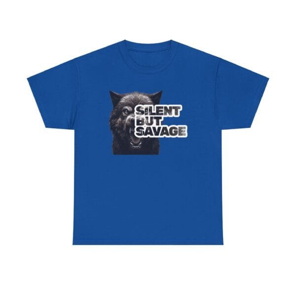 "Silent But Savage" Fierce Wolf Unisex Heavy Cotton Tee - Image 10