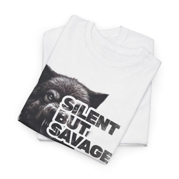 "Silent But Savage" Fierce Wolf Unisex Heavy Cotton Tee - Image 7