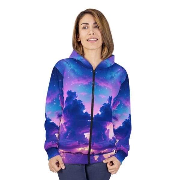 Purple Clouds Dreamscape Unisex Zip Hoodie - Image 5