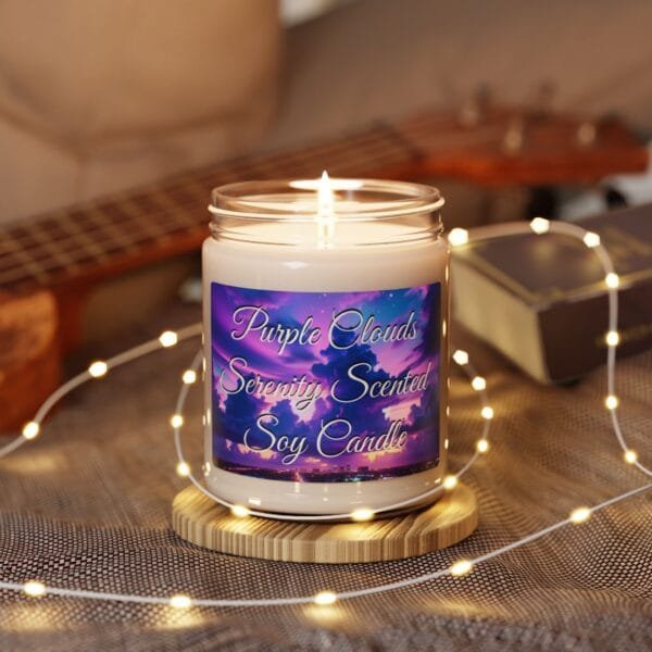 Purple Clouds Serenity Scented Soy Candle, 9oz - Image 7