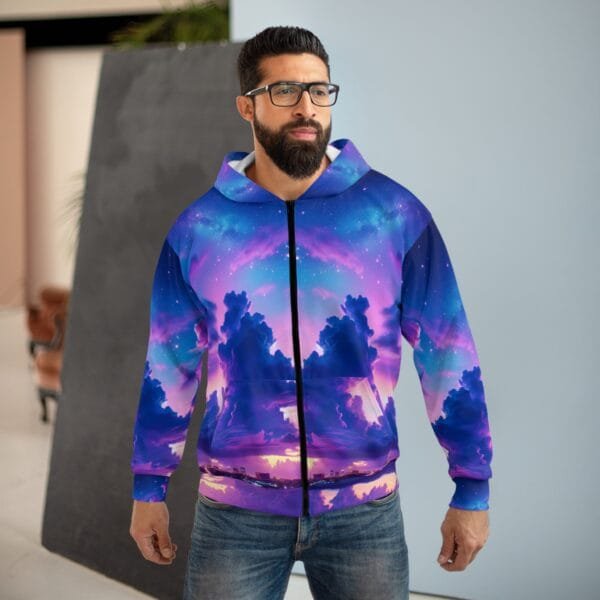 Purple Clouds Dreamscape Unisex Zip Hoodie - Image 3