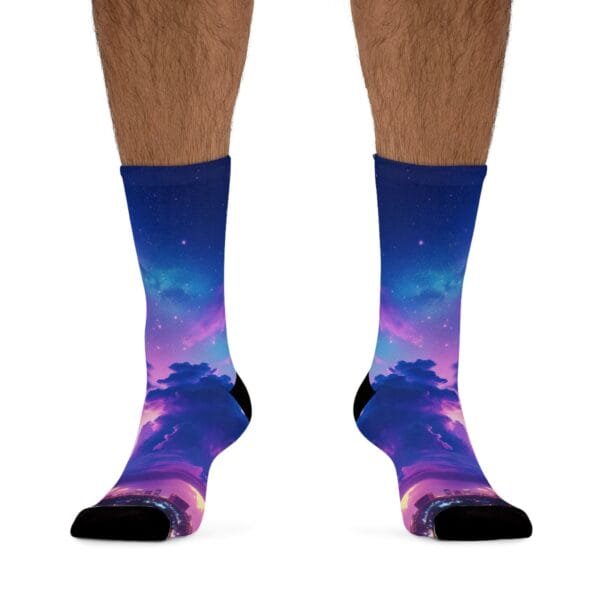 Purple Clouds Dreamscape Recycled Poly Socks - Image 3