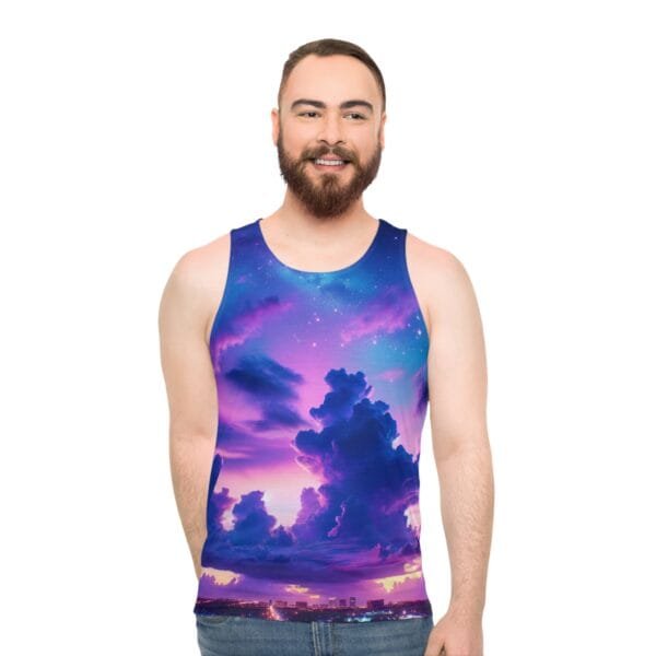 Purple Clouds Dreamscape Unisex Tank Top - Image 3