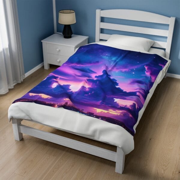 Purple Clouds Dreamscape Velveteen Plush Blanket - Image 3