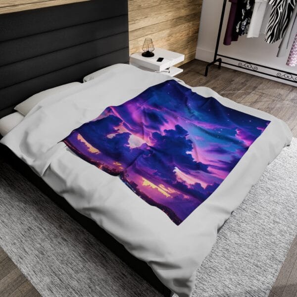 Purple Clouds Dreamscape Velveteen Plush Blanket - Image 4
